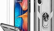 IKAZZ Galaxy A10e Case with Screen Protector,Military Grade Shockproof Cover Pass 16ft Drop Test with Magnetic Kickstand Car Mount Holder Protective Phone Case for Samsung Galaxy A10e Silver