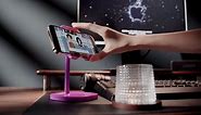 LISEN Purple Cell Phone Stand, Angle Height Adjustable Stable Cell Phone Stand for Desk, Sturdy Aluminum Metal Phone Holder Fits iPhone 14 Pro Max Samsung Kindle All 4''-10'' Devices etc…