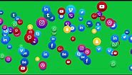 flowing icons,social media icons green screen video