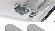 SUNCARACCL 2 Pack Sunglass Holder for Car Visor, Magnetic Leather Glasses Eyeglass Hanger Clip for Car, Sunglasses Holder and Ticket Card Clip for Car Visor Accessories (Gray)