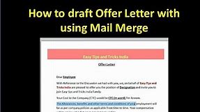Create Offer Letter with Using Mail merge