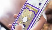 Cute Phone Case iPhone XR Clear with Card Holder Astronaut