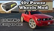 40 Volt Power Wheels Mustang! Simple Mod - Much Faster!