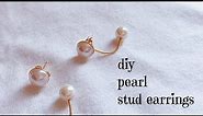 diy earrings in two minutes/making pearl stud earrings using eye pin/double pearl stud earrings