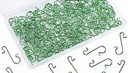 240Pcs Christmas Ornament Hooks Green Metal Wire Hooks S-Shaped Hangers with Storage Box for Ornament Hooks Christmas Tree (Green)