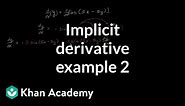 Implicit derivative of y = cos(5x - 3y) | Taking derivatives | Differential Calculus | Khan Academy