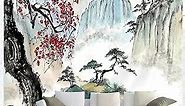 Bcsewcg Japanese Tapestry, Cherry Blossom Tapestry, Asian Japanese Wall Tapestry, Nature Landscape Tapestries for Bedroom Living Room Home Decor