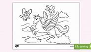 Unicorns and Fairies Colouring Page