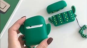 LEWOTE Airpods Silicone Case Funny Cute Cover Compatible for Apple Airpods 1&2[Fruit and Vegetable Series][Best Gift for Girls or Couples] (Cactus)