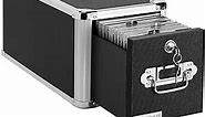 Vaultz CD Case Holder-File-Cabinet CD-Rack w/ 1 Drawer and Key Locks, 8 x 14.5 x 15.5 Inch DVD Organizer and CD-Storage-Box - Black