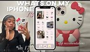 WHATS ON MY PINK IPHONE 13 | aesthetic homescreen set up + app reccomendations + *ios 17*
