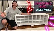 24 Cubby Entryway Shoe Storage Bench UNBOXING and ASSEMBLY!