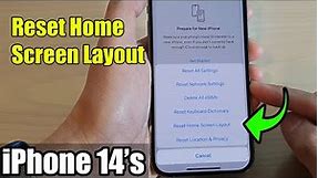 iPhone 14's/14 Pro Max: How to Reset Home Screen Layout