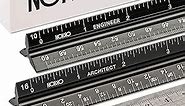 NOKKO Architectural and Engineering Scale Ruler Set - Professional Measuring Kit for Drafting, Construction - Imperial and Metric Conversion Table Included - Laser-Etched Markings, Anodized Aluminum