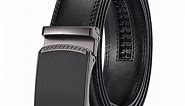 Sendefn Men's Leather Belt Automatic Ratchet Buckle Slide Belt for Dress Casual Trim to Fit with Gift Box