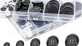 EuTengHao Resin Sewing Buttons Round Black & White 4-Hole Craft Buttons with Separate Compartment Storage Box,5 Size Buttons for Shirt Tailor Coats Clothing Craft (0.39In/0.5In/0.6In/0.8In/1In)