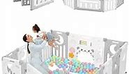 Baby Playpen,Dripex Foldable Baby Playpen for Babies and Toddlers, 25 Sq. Ft of Play Pen, Custom Shape, Easy to Assemble and Storage, Play Yard for Babies Safety, 14 Panels