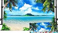 MME Summer Beach Backdrops for Photography Blue Sea and Sky Background Palm Trees Photo Backdrop for Photo Booth (Vinyl-10x7ft)