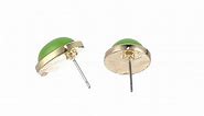 1928 Jewelry Gold-Tone Green Cabochon Oval Button Stud Earrings