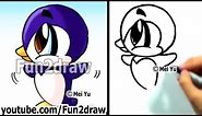 How to Draw a Cartoon Penguin - Draw Animals Easy Step by Step - Fun2draw Online Drawing Tutorial