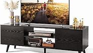 WLIVE TV Stand for 55 60 inch TV, Entertainment Center with Storage Cabinets, Rustic TV Console for Living Room Decor, Black