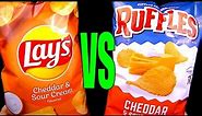 Lay's vs Ruffles Cheddar & Sour Cream Flavored Potato Chips, FoodFights Taste and Review Challenge