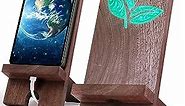 Wooden Phone Stand for Desk - iPhone Wood Holder - Walnut Cell Phone/Tablet Stand with Epoxy Leaf