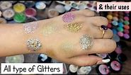 All type of Glitters & their uses Step by Step || How to apply Eye glitters like a Pro...