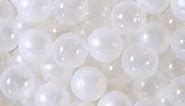 PlayMaty Ball Pool Pit Balls - 2.36inches Phthalate&BPA Free Plastic Ocean Pearl White and Transparent Balls for Kids Toddlers and Babys for Playhouse Play Tent Playpen Party Decoration Pack of 70