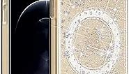 Magnetic Case for iPhone 12 Pro Max Case Clear Glitter - Compatible with MagSafe Charger Phone Case for Women Girls, Full-Body Shockproof Protective Case Cover for iPhone 12 Pro Max 6.7 Inch