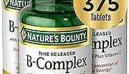 Vitamin B-Complex by Nature's Bounty, Time Released Vitamin Supplement w/ Folic Acid Plus Vitamin C, Supports Energy Metabolism and Nervous System Health, 125 Tablets (Pack of 3)