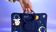 Wazzasoft for Samsung Galaxy Tab A8 10.5” Case Boys Cute Astronaut Cover Kawaii Cartoon Spacemen Fun Cool with Rotating Handle Stand+Strap Silicon Funda for Samsung A8 Tablet Cases SM-X200/X205/X207
