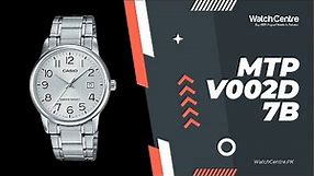 Casio Watch MTP-V002D-7B Unboxing Video in Silver Analog Dial & Steel Chain