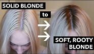 DIY root smudge/shadow root - soften roots on solid blonde