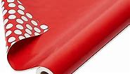 American Greetings Reversible Wrapping Paper Jumbo Roll for Birthdays, Mother's Day, Father's Day, Graduation and All Occasions, Red and White Polka Dots (1 Roll, 175 sq. ft.)