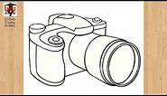 Digital Camera Drawing | How to Draw a Camera Sketch Step by Step | DSLR Camera Outline