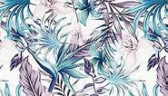 Purple Floral Peel and Stick Wallpaper 17.7inchX118.1inch Tropical Palm Leaf Wallpaper Peel and Stick Floral Contact Paper Pink Floral Wall Paper Self Adhesive Removable Wallpaper Cabinet