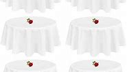 6 Pack Round Tablecloth 60 Inch Polyester Round Table Cloth White Tablecloths for Round Tables Wrinkle Resistant Washable Decorative Fabric Table Covers for Wedding Dining Party Banquet Buffet
