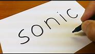 How to turn words SONIC（SEGA） into a Cartoon - Drawing doodle art on paper