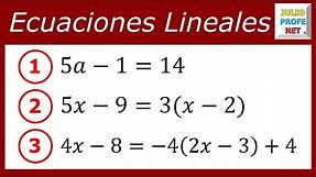 ECUACIONES LINEALES - Ejercicios 1, 2 y 3
