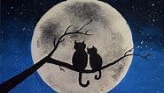 Paint Cats Looking at the Moon - Moon Art