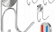 Buelkmag Magnetic Hooks 304 Stainless Steel Hooks Heavy Duty Magnets Hanging Hooks for Refrigerator Grill Toolbox Cabins Outdoor,Cruise Essentials Camper Accessories,4pack(Silver,1.3in-2-60Lbs)