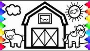 GLITTER Farm Animals and Barn Coloring Page for Kids 🐷💗🐴Farm Coloring Page for Kids