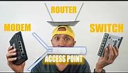 EXPLAINED! What's The Difference?? Modem vs Router vs Switch vs Access Point vs Repeater