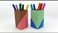 How to make Pen Stand (Origami Pen Holder) - Pencil Holder Ideas
