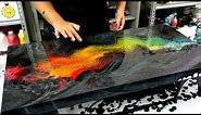 🌈 Rainbow Swipe Technique + Black and White Lacing ~ Acrylic Pouring ~ Brightline Series