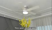 YUHAO 52 inch White Ceiling Fan with Lights and Remote Control,Quiet Reversible Motor,Dimmable tri-Color temperatures LED,5 Blades Modern Ceiling Fan for Indoor.