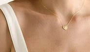 Diamond Heart Solid Gold Necklace for Women | 14k Dainty Gold Necklace| Small Heart Pendant Necklace | Round Diamond | Heart Shaped Love Necklaces Jewelry | Yellow, White Or Rose Gold | Birthday Gift