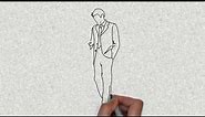 How to draw a man holding phone
