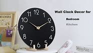Wall Clock - Black Wall Clocks Battery Operated - 10 Inch Silent Non-Ticking Modern Wall Clocks - Small Clock for Bathroom Bedroom Living Room Kitchen Office (10" Black)